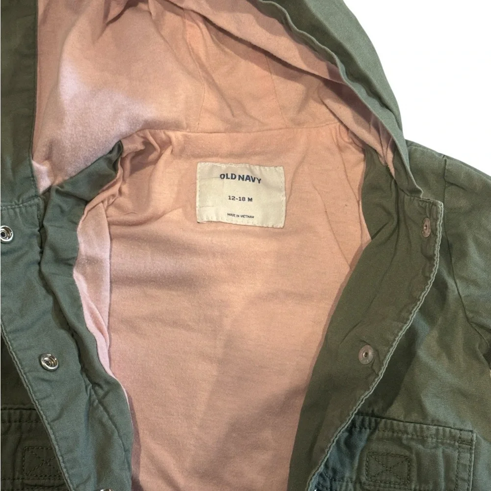 Old Navy Toddler Girl Lightweight Hooded Jacket in Green Size 12-18 Months - Picture 5 of 6